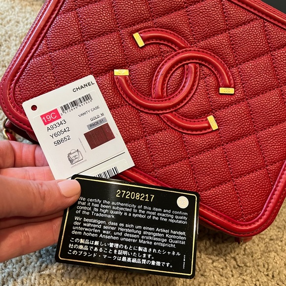 Chanel Vanity Case Bag Medium Size in rich red color - Picture 4 of 13